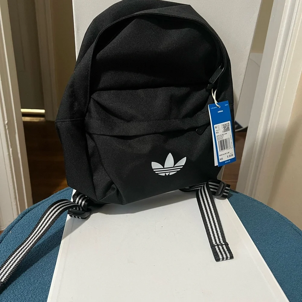 adidas Black Mini Backpack with White Trefoil - Picture 5 of 6